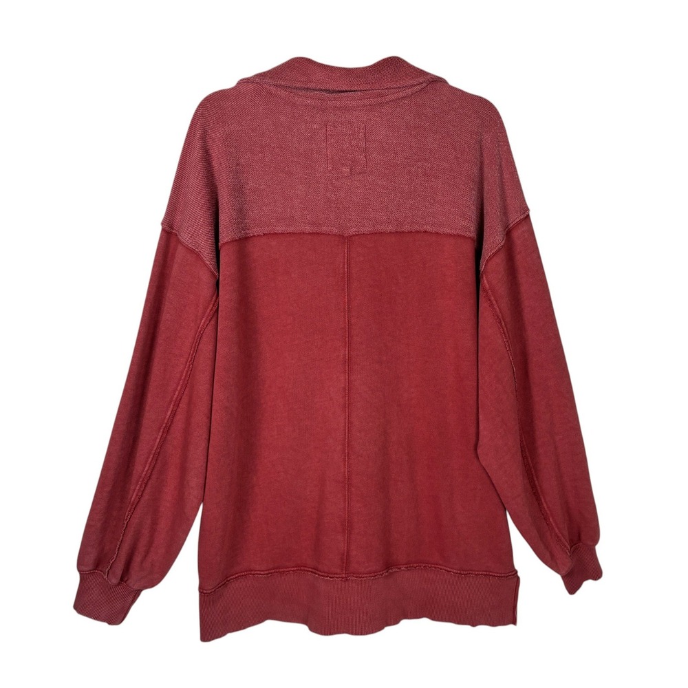 2025 Aerie Starry Skies Open Neck Sweatshirt Size M Red Slouchy Athleisure Cozy - Picture 4 of 16